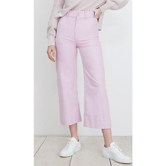 Apiece Apart Merida High Rise Cotton Pants Straight Leg Lavender Spring Summer 2 - Picture 1 of 11